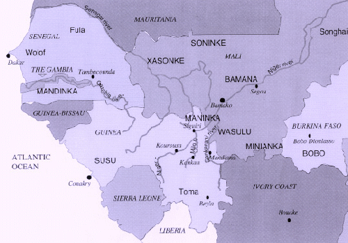 Map of core jembe area and border countries in West Africa (map by Eric 